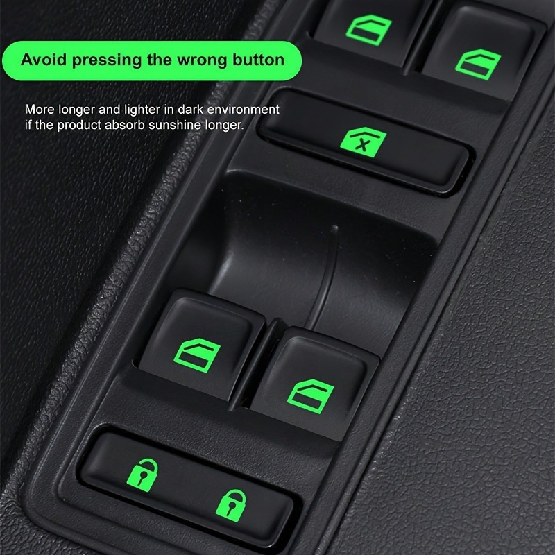 1pc Luminous Car Switch Decal Sticker, Self-Adhesive Plastic Interior Function Markers, Available in Green/Blue/Orange, Universal Fit for Vehicle Controls