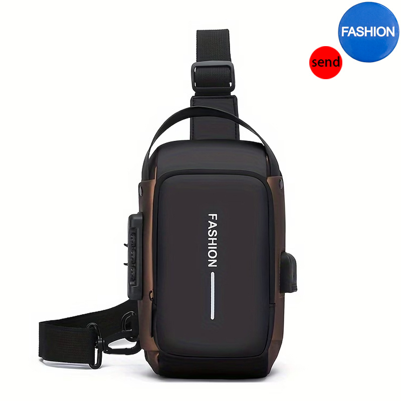 TEMU Fashion & Casual Waist Bag - [1 Bag   1 Accessory] Universal Fashion Leisure Men's & Women's Sports Chest Bag Retro Trendy Single Shoulder