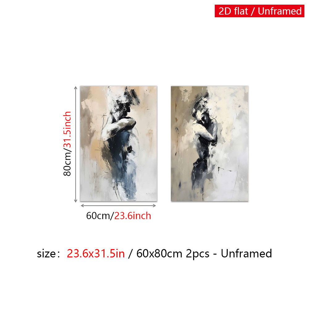 TEMU 2d Flat, 2d Flat, 2pcs Unframed Abstract Art Wall Art, Modern Canvas Art Prints Decorations, Figure Wall Decor Summer Poster, Classic Wall Arts,