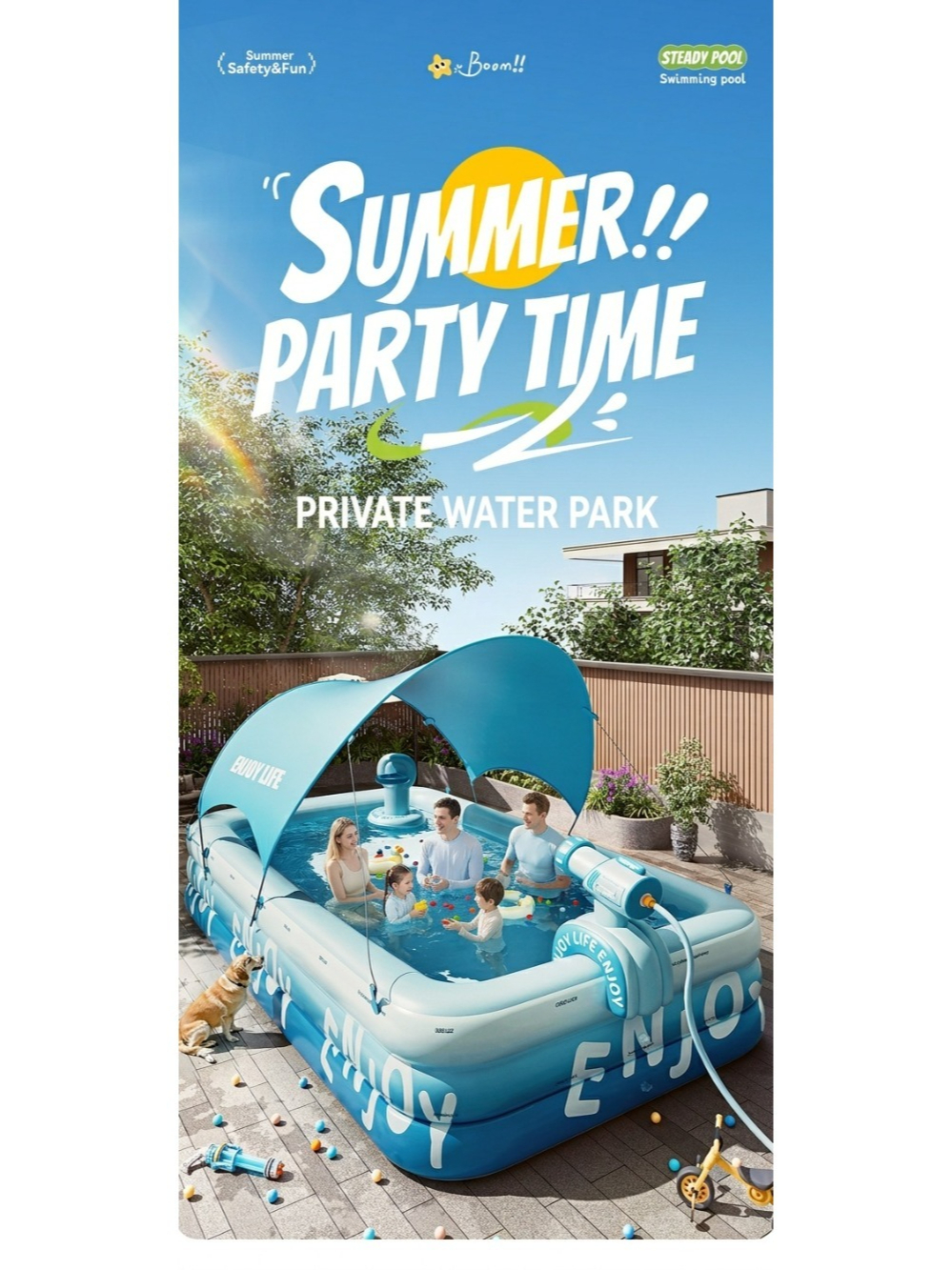 Large Inflatable Swimming Pools for Adults, Measuring 3M / 118.11In, Available in 3-Layer And 4-Layer Designs. Perfect for Outdoor Use, These Square And Elliptical Pools Are Made from Durable PVC Material