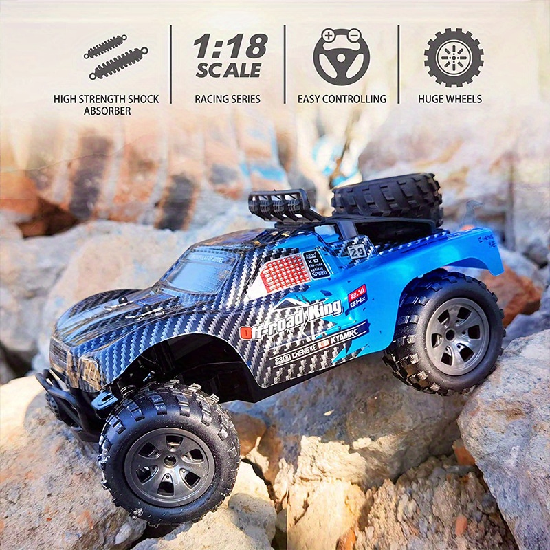 KYAMRC1:18 MPH High-Speed Off-Road RC Car - 2.4G Short Car Racing Climbing Vehicle, 4-Wheel Off-Road Design, USB Rechargeable, 4 Colors (Red/Green/Blue/White) for Outdoor Adventures, Adventure Gear, Durable Plastic Body