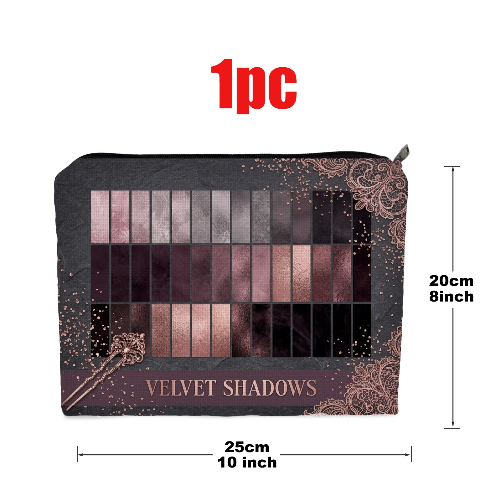 TEMU Trousse de maquillage et douce en polyester, adaptée à un usage et aux voyages - Organisateur de cosmétiques élégant avec impression 2D à plat,