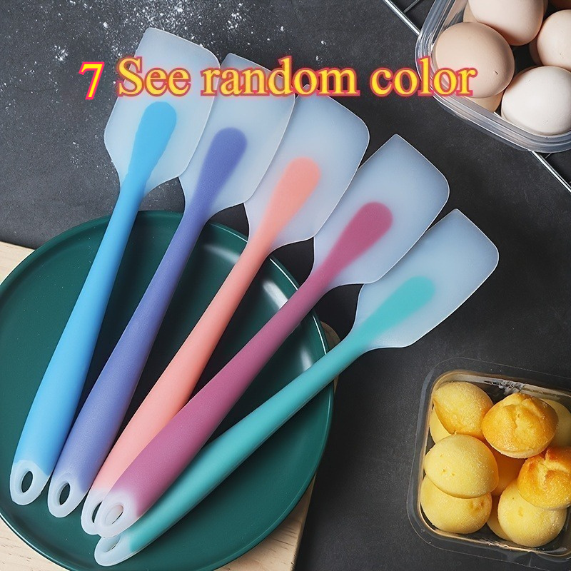 7pcs Set In Random Colors, Made Of Translucent High-temperature Silicone. Cream Scraper Spatula, A Tool For Cooking, Baking, And Flipping