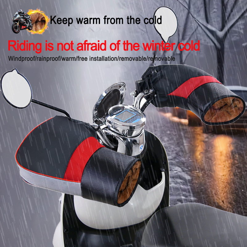 

1 Pair Reflective Biker Handle Set Warm Winter Motorcycle Windproof Gloves Windproof Warm And Thick Reflective Biker Handle Set