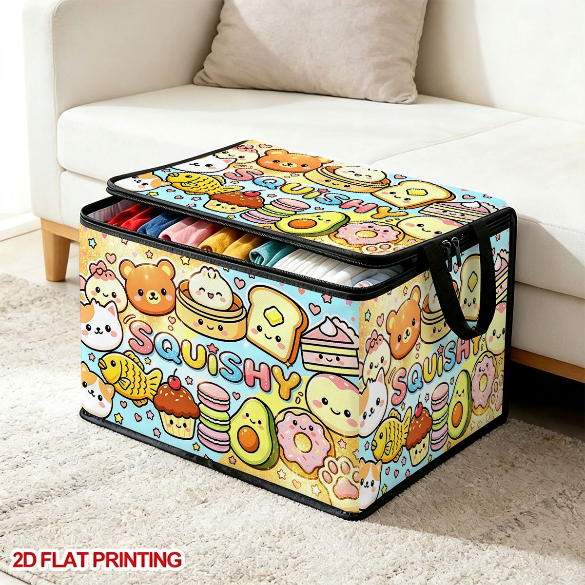 TEMU 1 pièce Grande boîte de rangement sous lit avec couvercle rabattable et housse à fermeture éclair - Pliable, non adaptée pour livres, jouets,