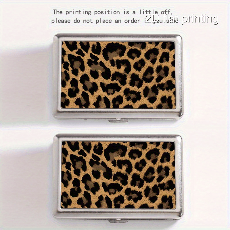 1pc leopard print pattern cigarette box metal double opening