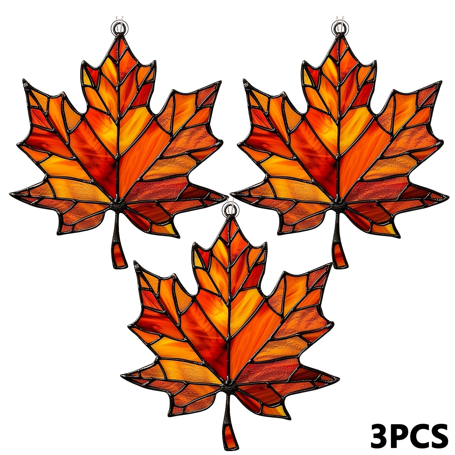TEMU Impression plate 2D, Attrape-soleil coloré de feuille d'érable, Thanksgiving, Halloween, Pendentif décoratif sur le thème de , Ornement suspendu