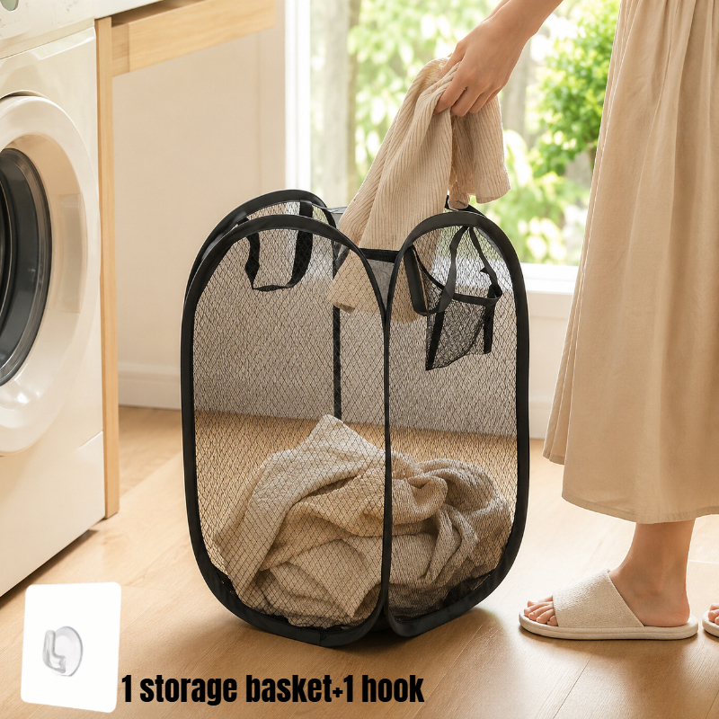 TEMU Elastic Mesh Laundry Basket, Drying Basket, Self-opening And Quick Shaping, Lightweight And Wear-resistant Mesh Material, Suitable For Home