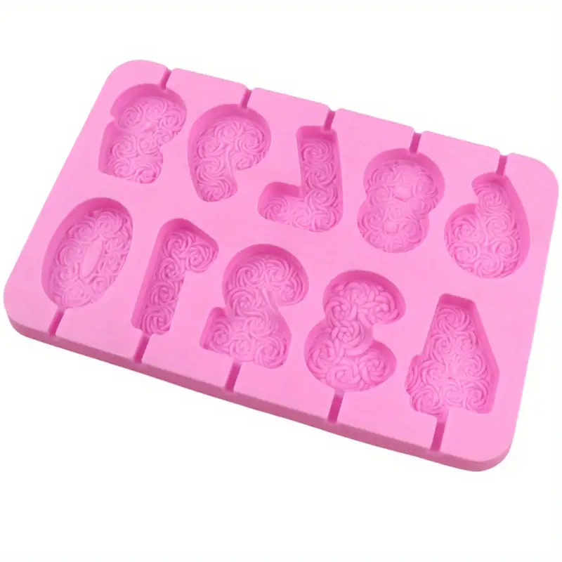 Image of Mold For Lollipops Shaped Like Numbers 0-9, Suitable For, Embellishments, And Number-themed, And Pops, Stick-free