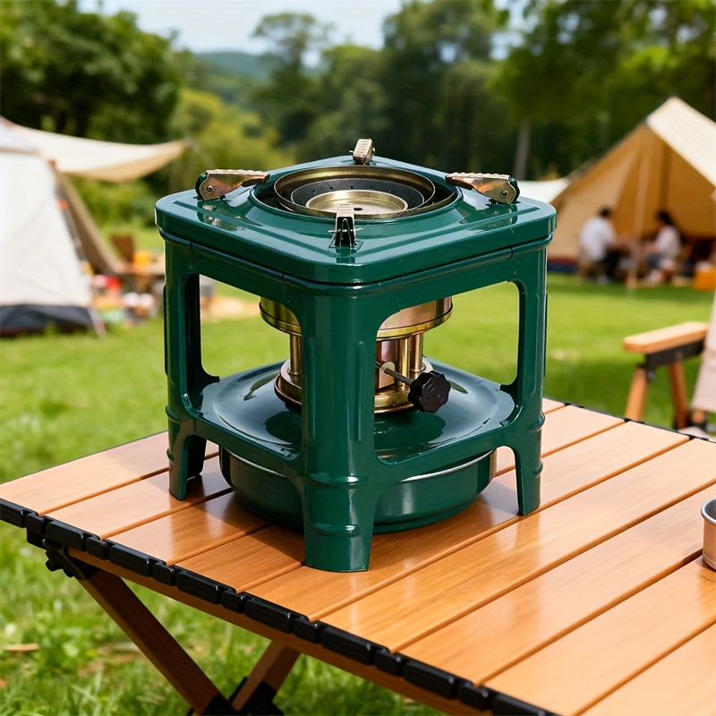 TEMU Camping Picnic Burner Furnace, Portable Camping Stove, Backpacking Oil Stoves Cooker Cookware, Handy Outdoor Portable Kerosene Stove(square)
