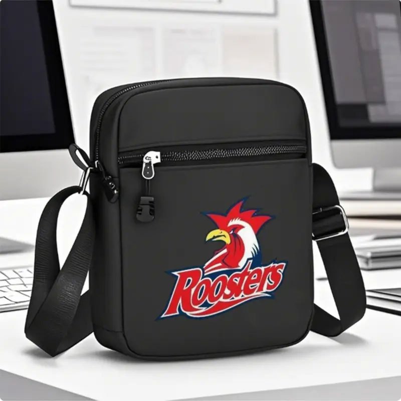 TEMU 1pc Sydney Black Crossbody Bag - Lightweight Multi-compartment Backpack, Large-capacity Daily Commute Sports Bag, Odorless Polyester Material,