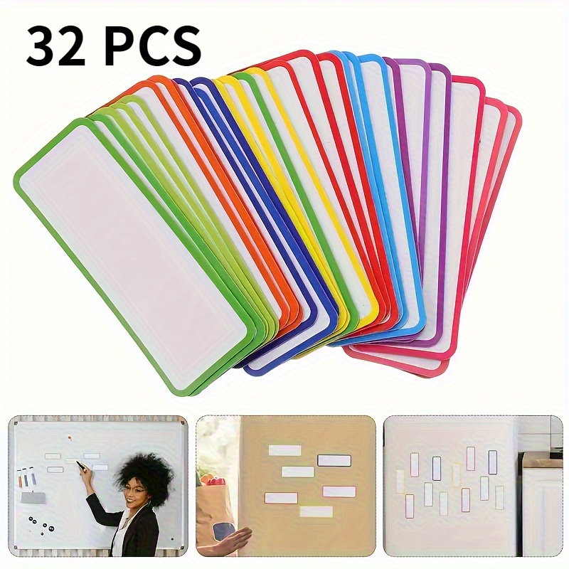 TEMU Reusable Magnetic Erase Labels-colorful Erasable Marking Pen For Homework, Refrigerator Notes, Office And Home Organization- And Re-position