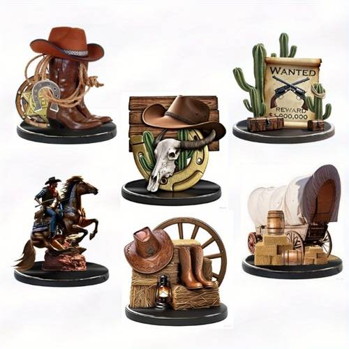 6pcs of western cowboy centerpieces western party decorations western wooden centerpieces for christmas suitable for cowboy party decorations