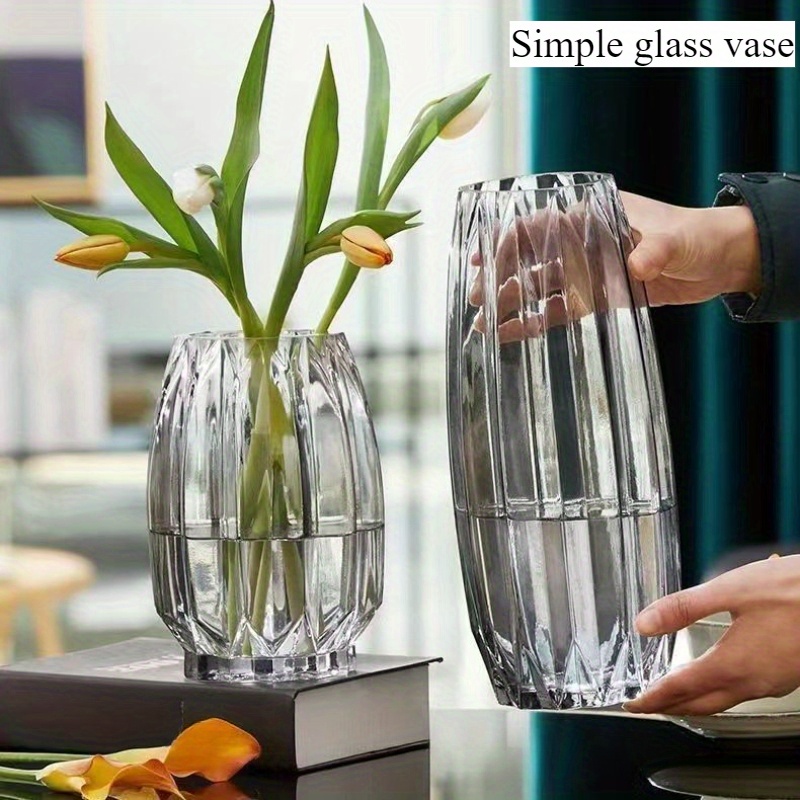 

Elegant European-style Glass Vase - Vertical Prism Room Decor, No Battery Needed