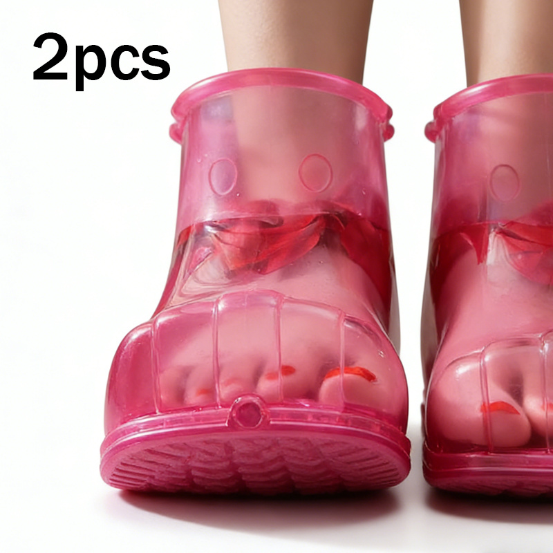 TEMU 2pcs Portable Wearable Foot Soaking , Pvm Reusable Home Spa Foot Bath Shoes, Water Saving Battery Free , 26cm Long 12.5cm High, For Self Care