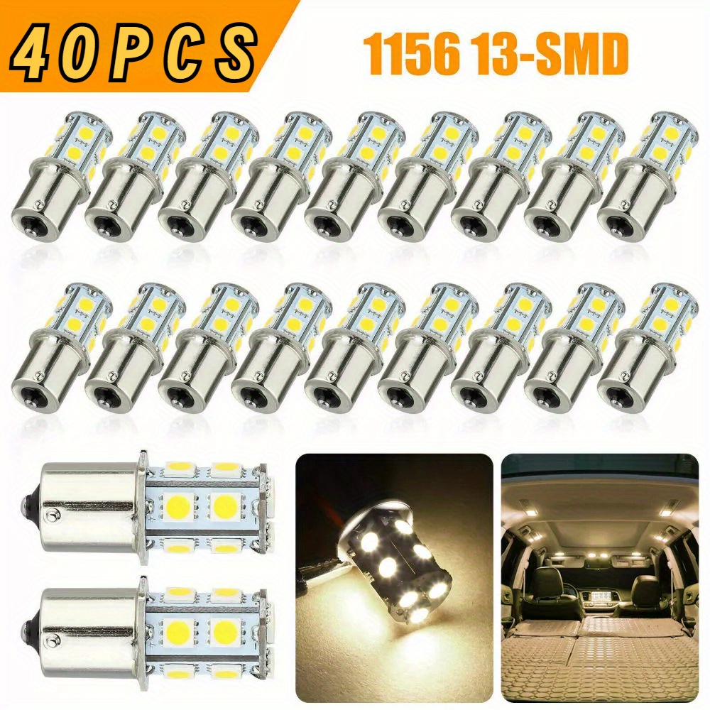 TEMU 40x 1156 1141 13-smd Trailer Led Interior Light Bulbs 12v, Without Battery