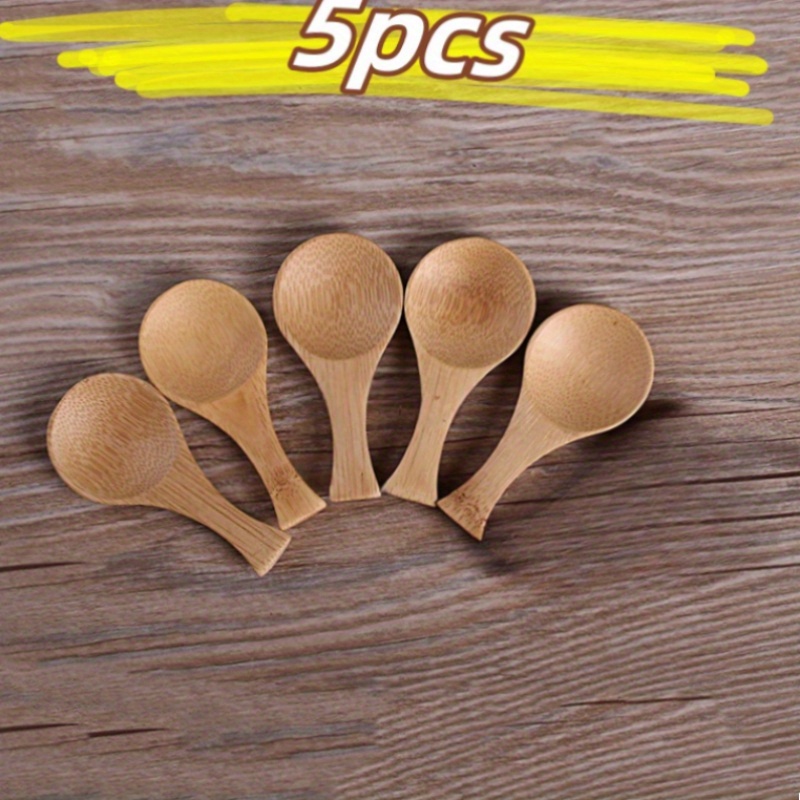 5pcs Japanese-style Bamboo Spoons With Short Handles - Ideal For Tea, Spices, Seasonings, Measuring, , And Serving In Kitchens And Restaurants. Gift