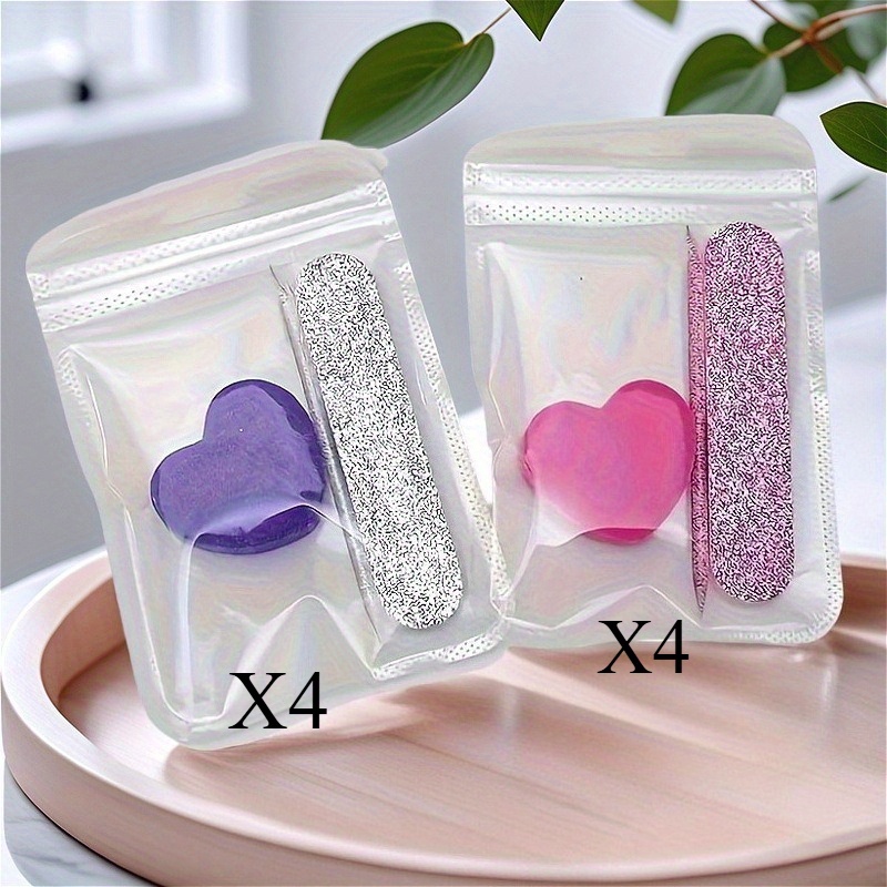 E-shop 12/24-teiliges Nagelpflege-Set – Polierfeilen, Buffingstäbchen & herzförmige Schwammblöcke – Duftfreies Pediküre-Werkzeug Zubehörset