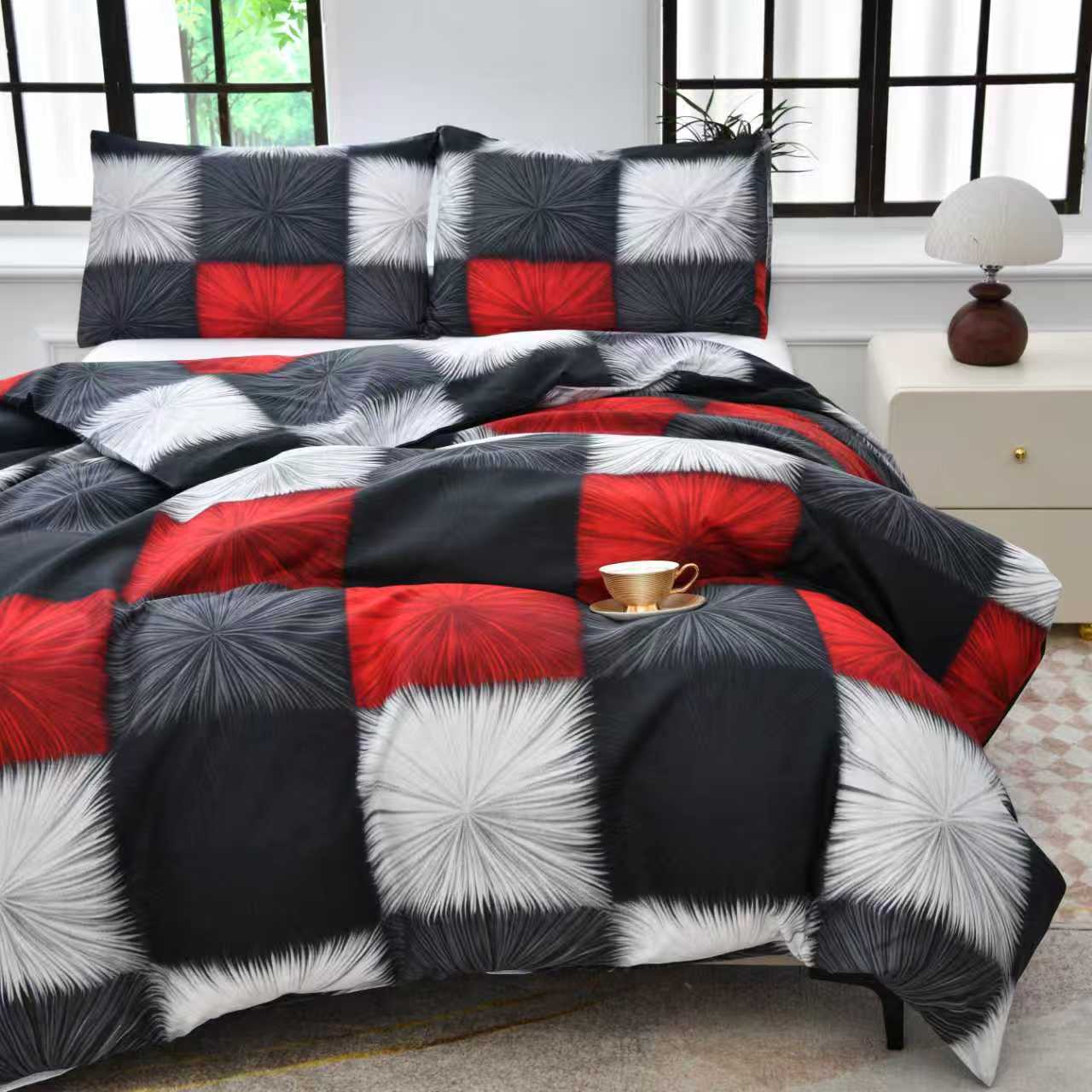 Image of 3pcs Set Premium 9d Duvet Cover Set 1pc Duvet Cover 2pcs Pillowcases 100% Fiber Machine Washable With Zipper Opening Double Single Large Extra Large Unisex Suitable For Suitable For Home