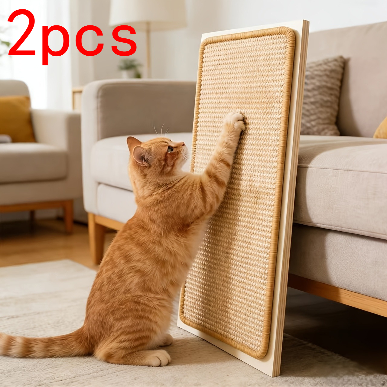 TEMU 2pcs Cat Scratching Board. Sisal Rope Carpet Cat Scratching Pad, Cat Scratching Board, Wall-mounted Cat Scratching Post, Scratching Mat For