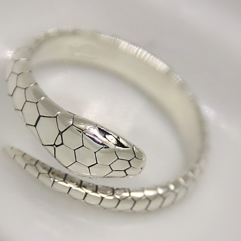 TEMU Bague réglable pour femmes, style rétro texturé, bague ouverte, bijou gothique animal, cadeau