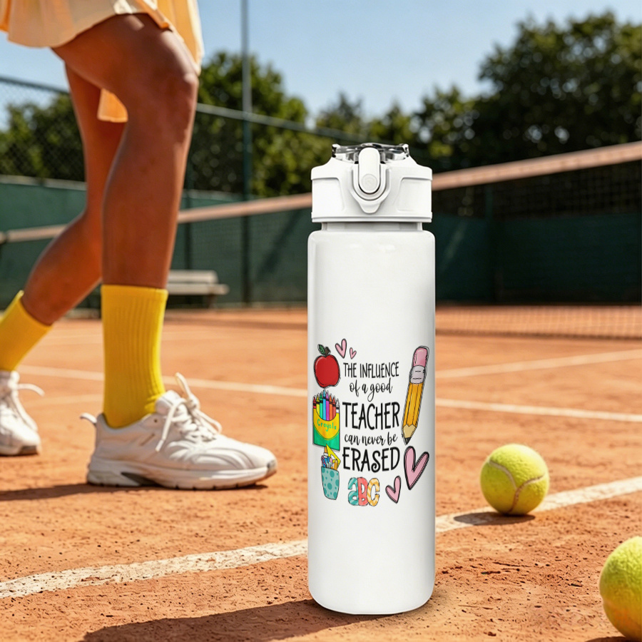 TEMU 1pc 25oz 750ml Water Bottle Cup With Lid 2d Printed Printed Reusable Drink Drinking Cup School-themed Art With Teaching Supplies, " Of A Good
