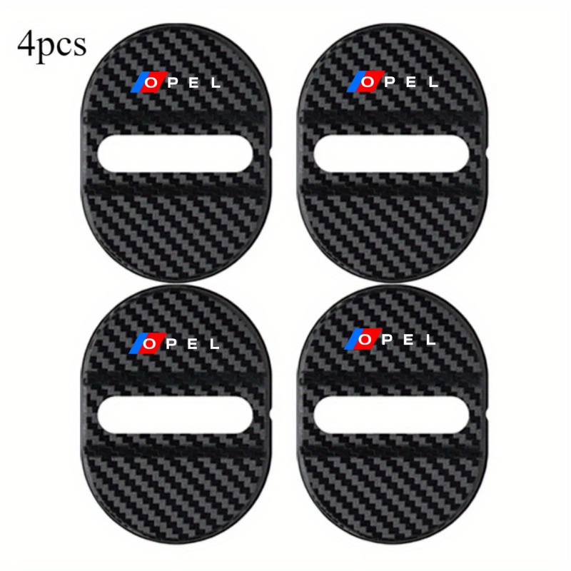 TEMU Blue And Red Carbon Fiber Textured Car Door Lock Protection Set Of 4pcs, Shock-absorbing, Noise-reducing, Sound-insulating, Adhesive Sealing