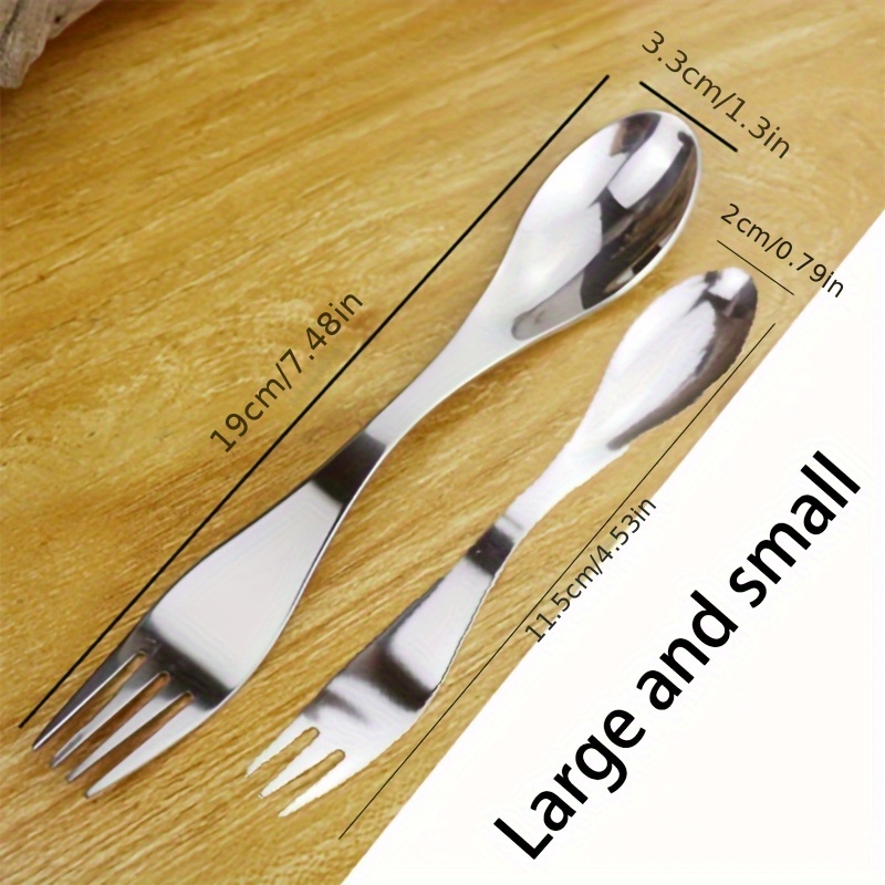 TEMU Set Of 2 Household Spoons And Forks Combined, Convenient Outdoor Eating Utensils