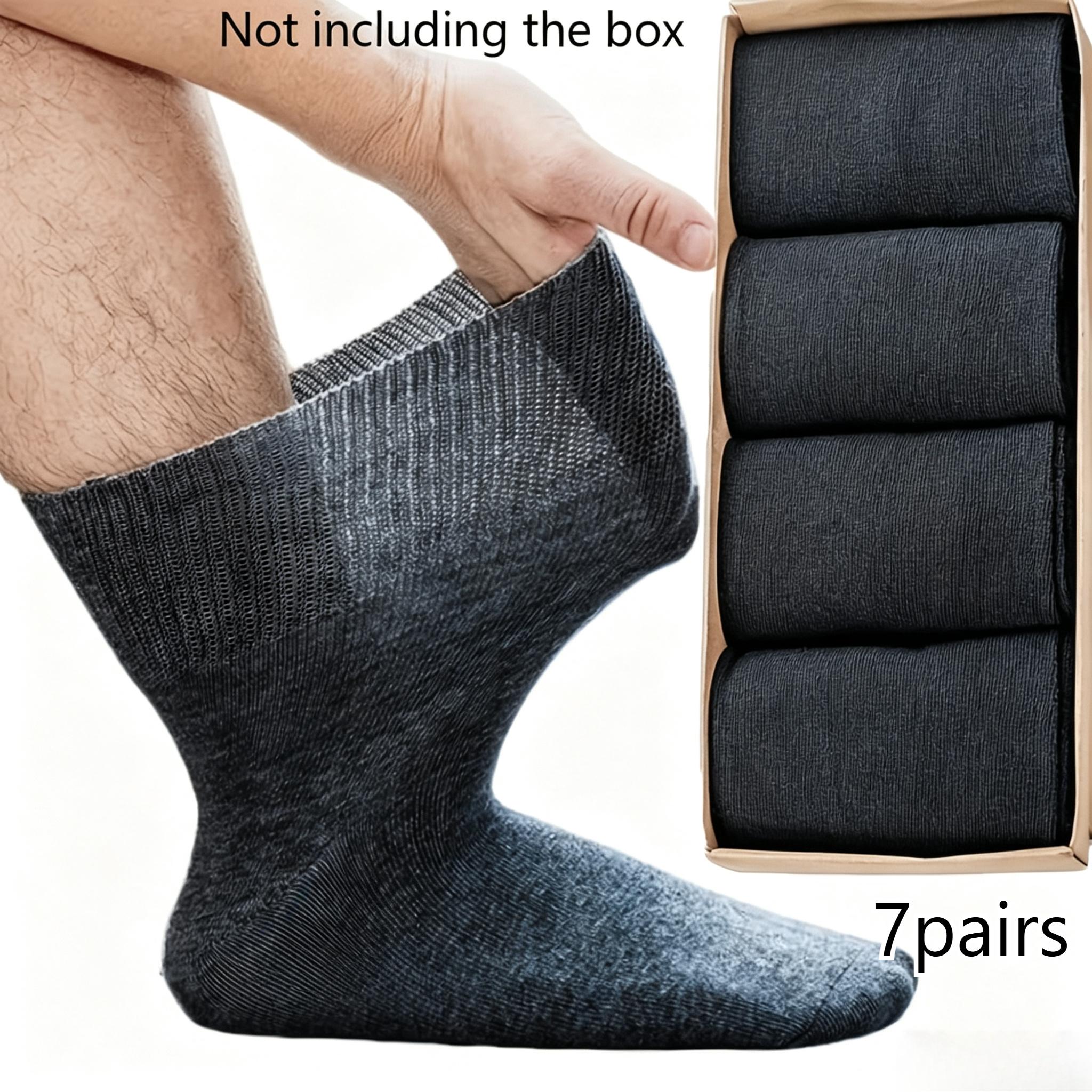 TEMU 7 Pairs Extra-large Socks | Ultra-wide Non-restrictive Cuff | Soft Breathable Fabric, Unisex, Nonrestrictive Fit, Loose Fit, Plus-size