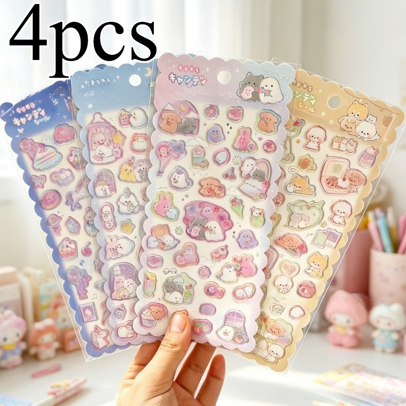 TEMU 【創造的な漫画 5D 立体ガラス ステッカー】かわいいキャット ル デコレーションステッカー 子供向け