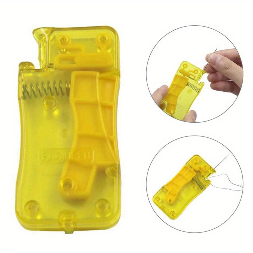 A Lemon Yellow Automatic Needle Threader, Sewing Needle Threader, Manual Sewing Machine Sewing Tool, Home Crafts And Sewing Supplies