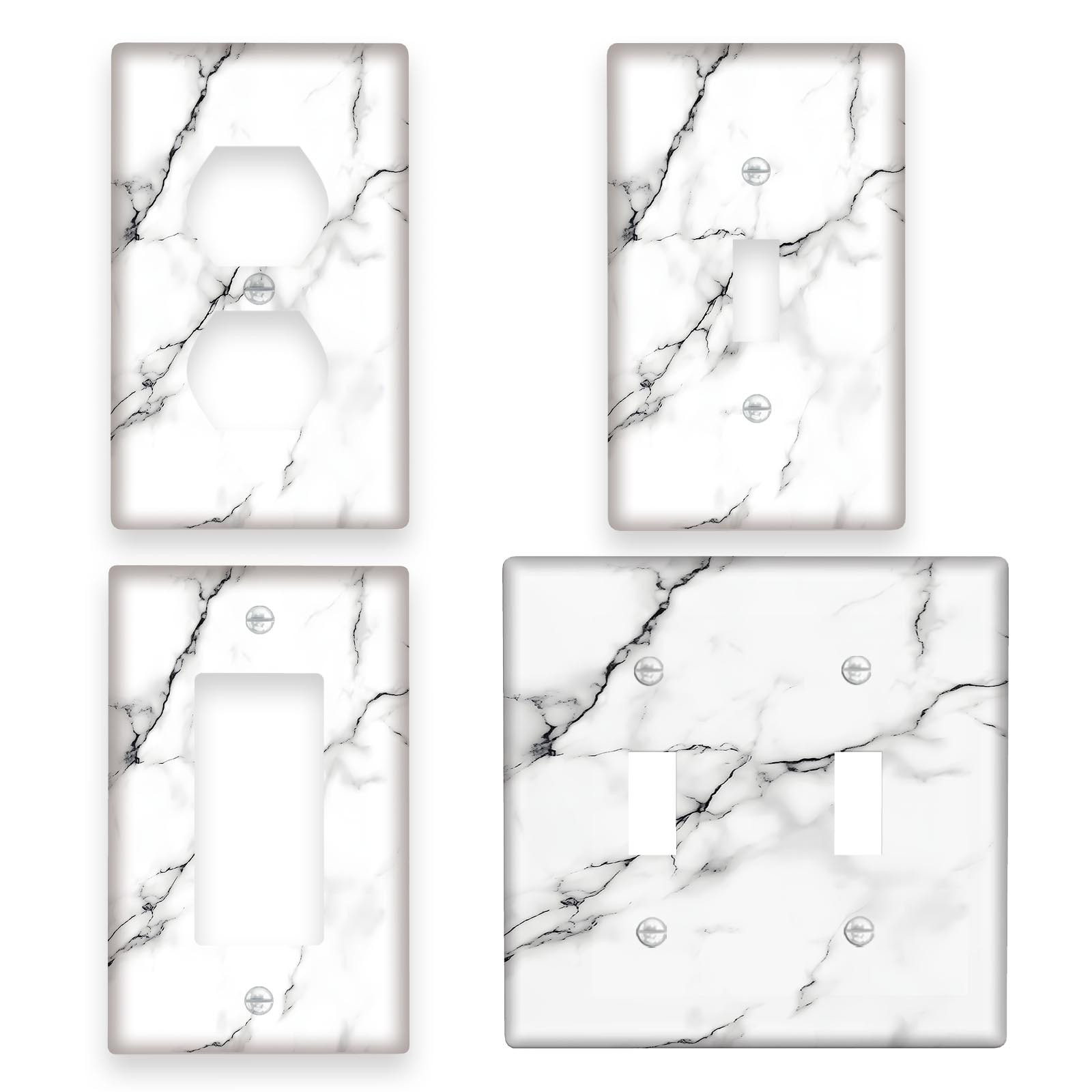 

1pc Marble Print Decorative Light Switch Plate Cover, White Gray, 1-gang/2-gang, Easy To Clean, No Electricity Needed, Ideal For Bedroom & Bathroom Wall Decor