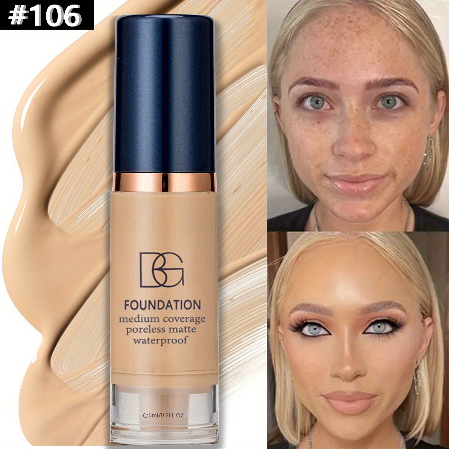 A Liquid Foundation with Six Shades That Provides Complete Coverage, Ideal for Every Skin Type. It Conceals Dark Circles Effectively, Offers Long-Lasting Coverage