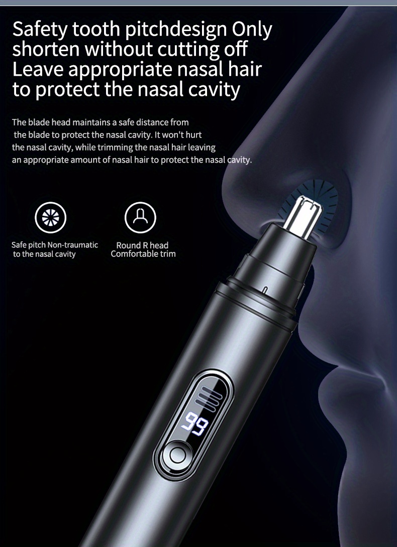 2 colors   stainless steel usb rechargeable nose ear hair trimmer with     silent operation portable wireless charging for men women Product details 10
