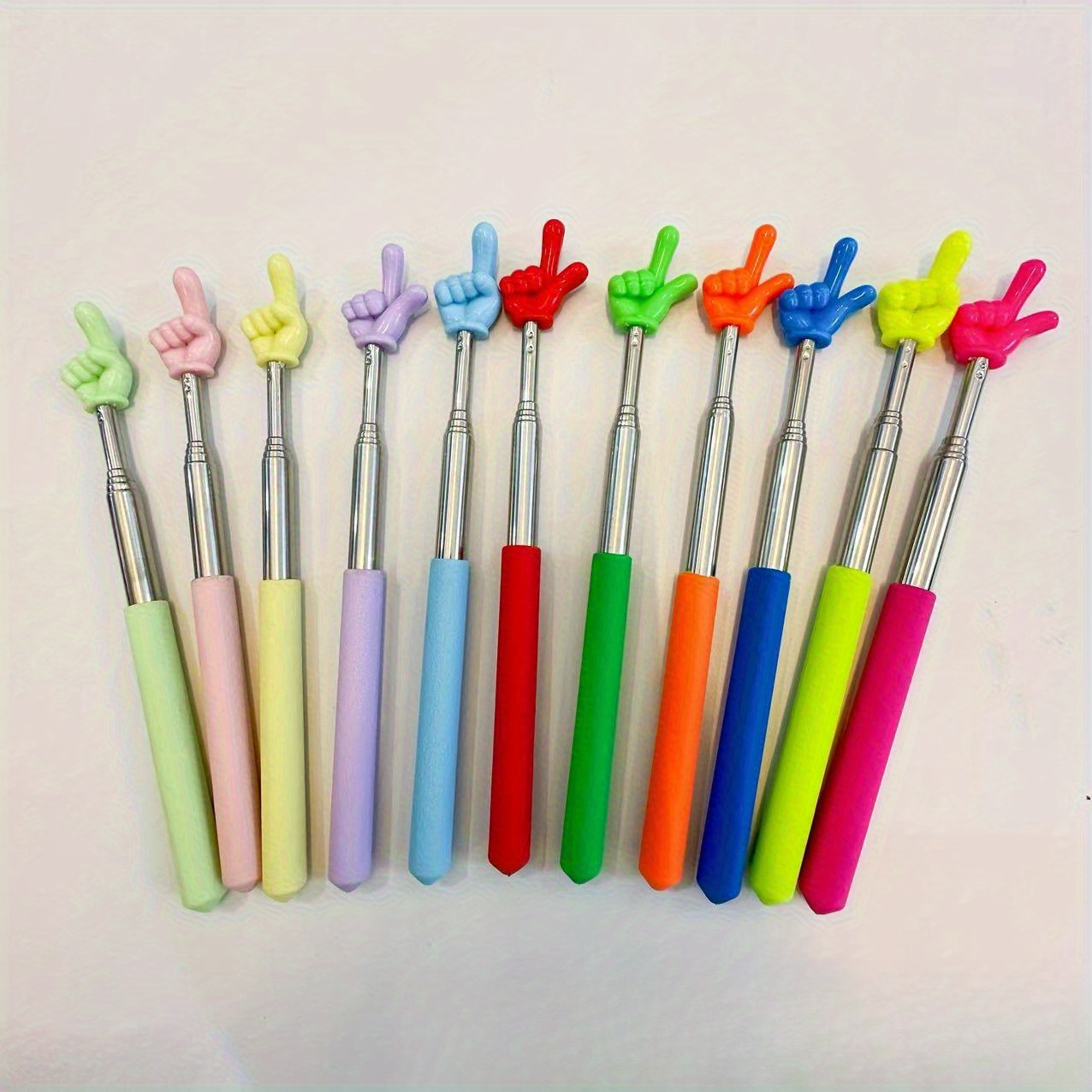 TEMU 11pcs/ Pack Of Vibrant Retractable Teaching Pointers - Stainless Steel Pointer Pens, Portable And Easy To Store, Classroom