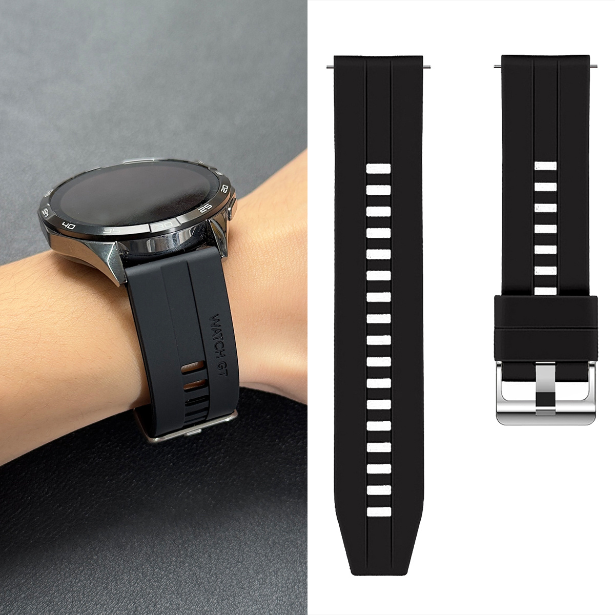 Image of 22mm Silicone Replacement Watch Bands, Compatible With Huawei Watch Gt2/, Galaxy Watch 3 45mm, Durable And Lightweight Wristband, With No Battery For Smartwatch