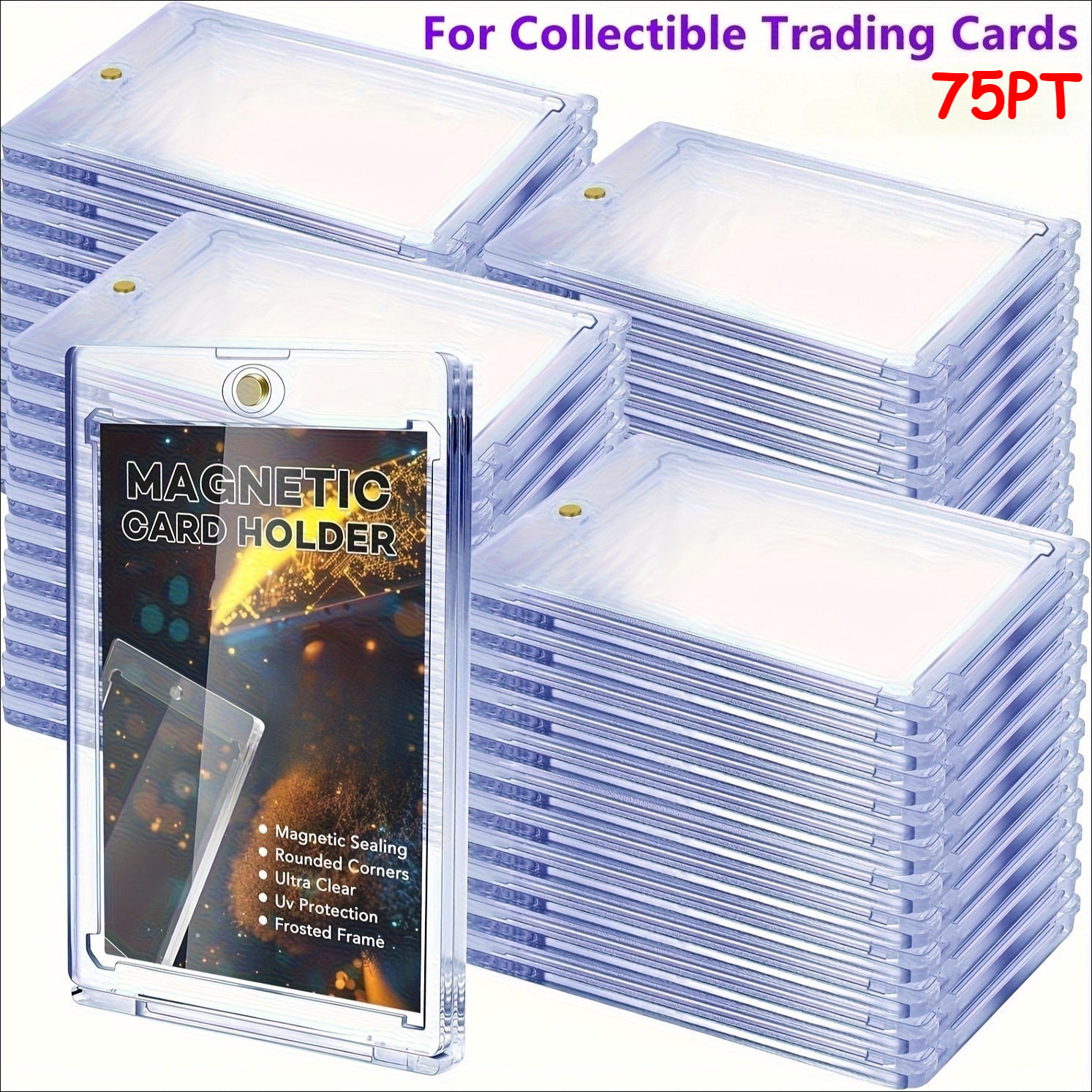 4pcs 75pt   holder set uv protected clear display case size suitable for trading and sports cards thanksgiving christmas halloween new year fathers day gift