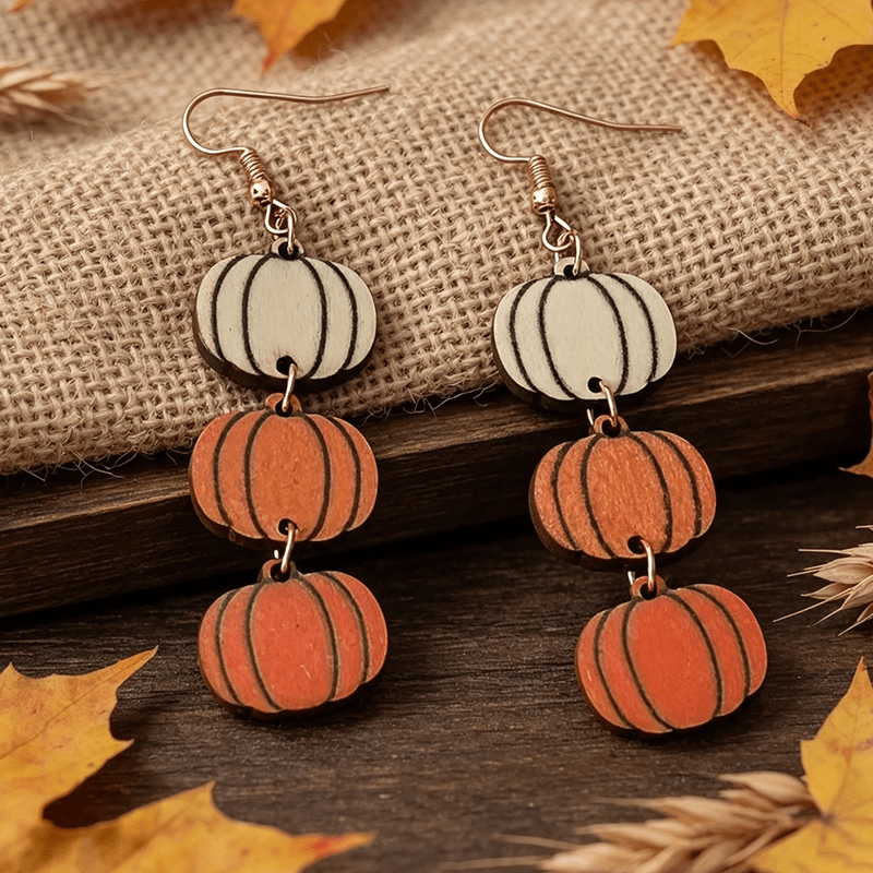 Thanksgiving Creative Polka Dot Pumpkin Water Drop Earrings