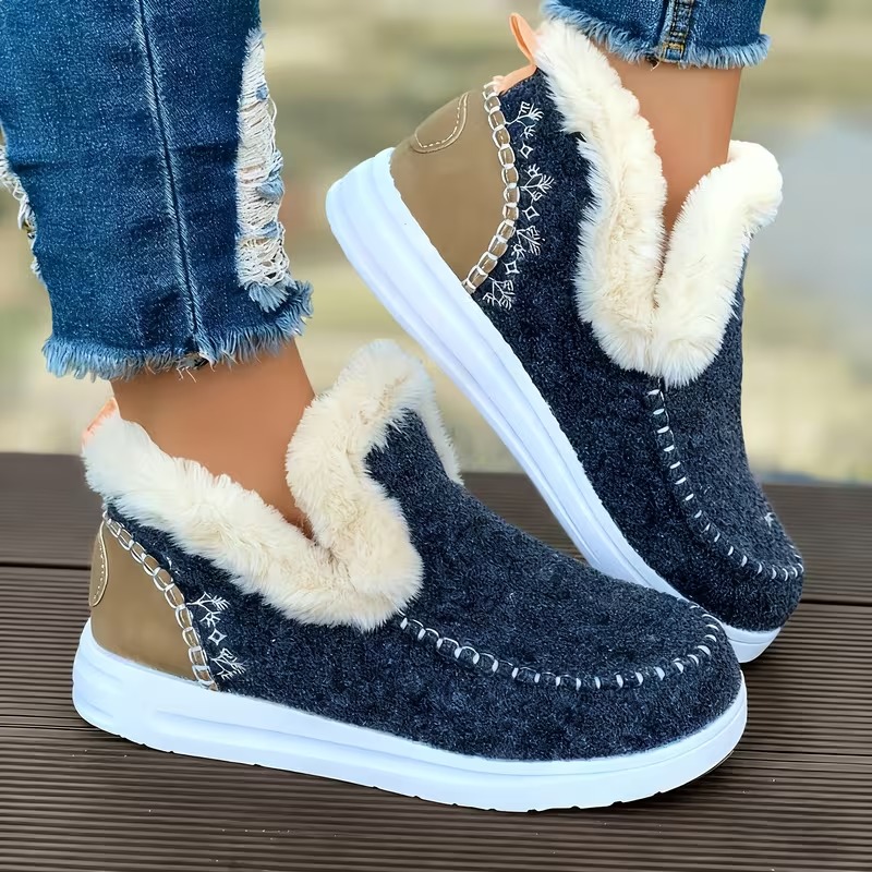 TEMU Women's Fleece-lined Short Winter Boots, Women's Snow Boots, Women's Loafers With Plush Lining, Cold Protection, Thick Anti-slip Soles, Women's