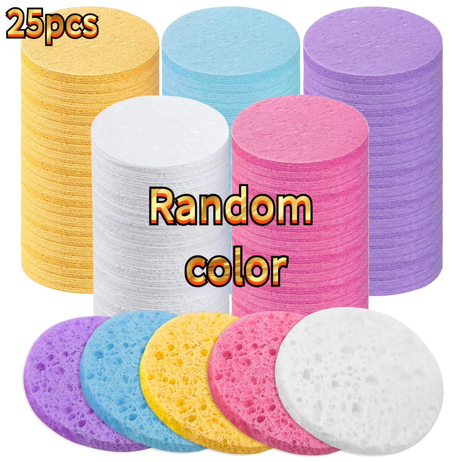 Image of 25pcs Natural Compressed Facial Sponges Random Color Fragrance-free, Gentle For Daily Cleansing, Makeup Removal & Exfoliation Suitable For Types, & Ideal For Daily Skincare Routine