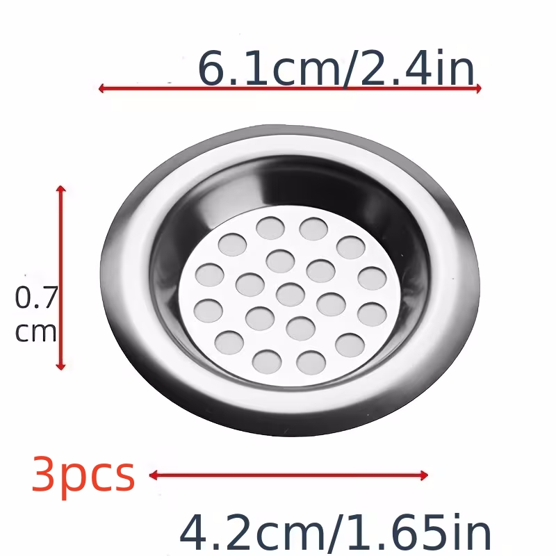 TEMU Paquete de 3 (Dos Estilos Opcionales) Atrapa Pelo para Desagüe de Bañera – Colador de Cocina – Colador de Fregadero de Baño – Colador de Acero