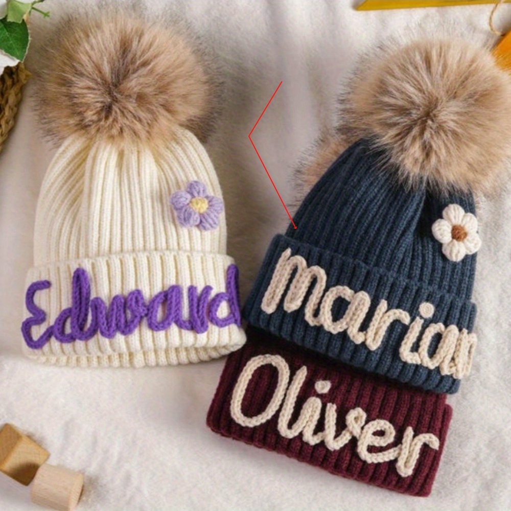 TEMU Personalized Embroidered Name Beanie Hat, Customized Unisex Cap For Holiday Gifts, Christmas Presents, Anniversary Presents, Her Gift, Birthday