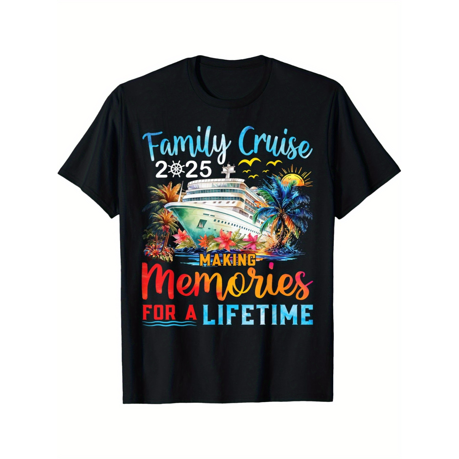 

2025 Family Cruise Matching Cotton T-shirt-breathable And Comfortable, Suitable For All - Round Neck Print T-shirt Suitable For Men And Women, Suitable For Relatives 180g