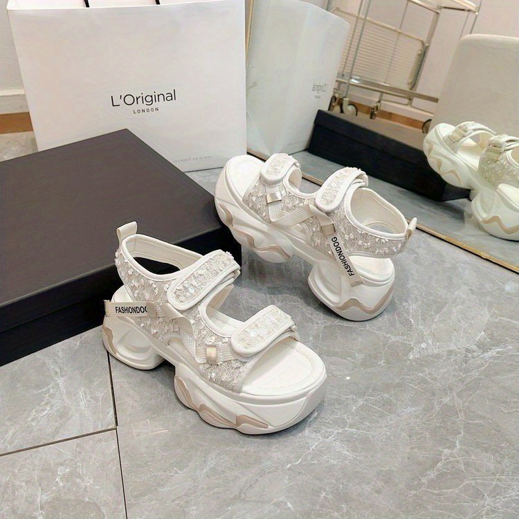 sandalias plataforma mujer en verano zapatos blancos playa Temu