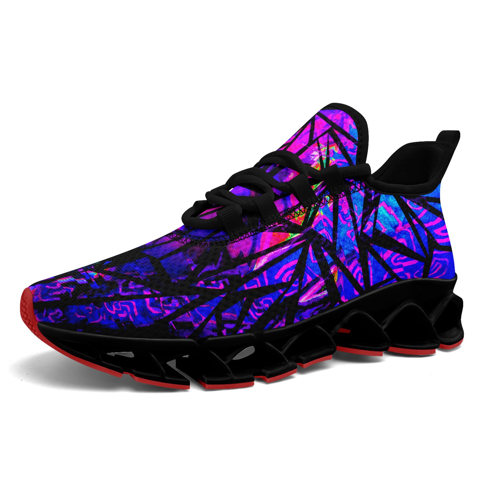 TEMU Stylish And Comfortable Men's Sneakers Featuring A Vibrant Neon Purple Abstract , Perfect For Casual Streetwear. Graphic Shoes Are A Addition To