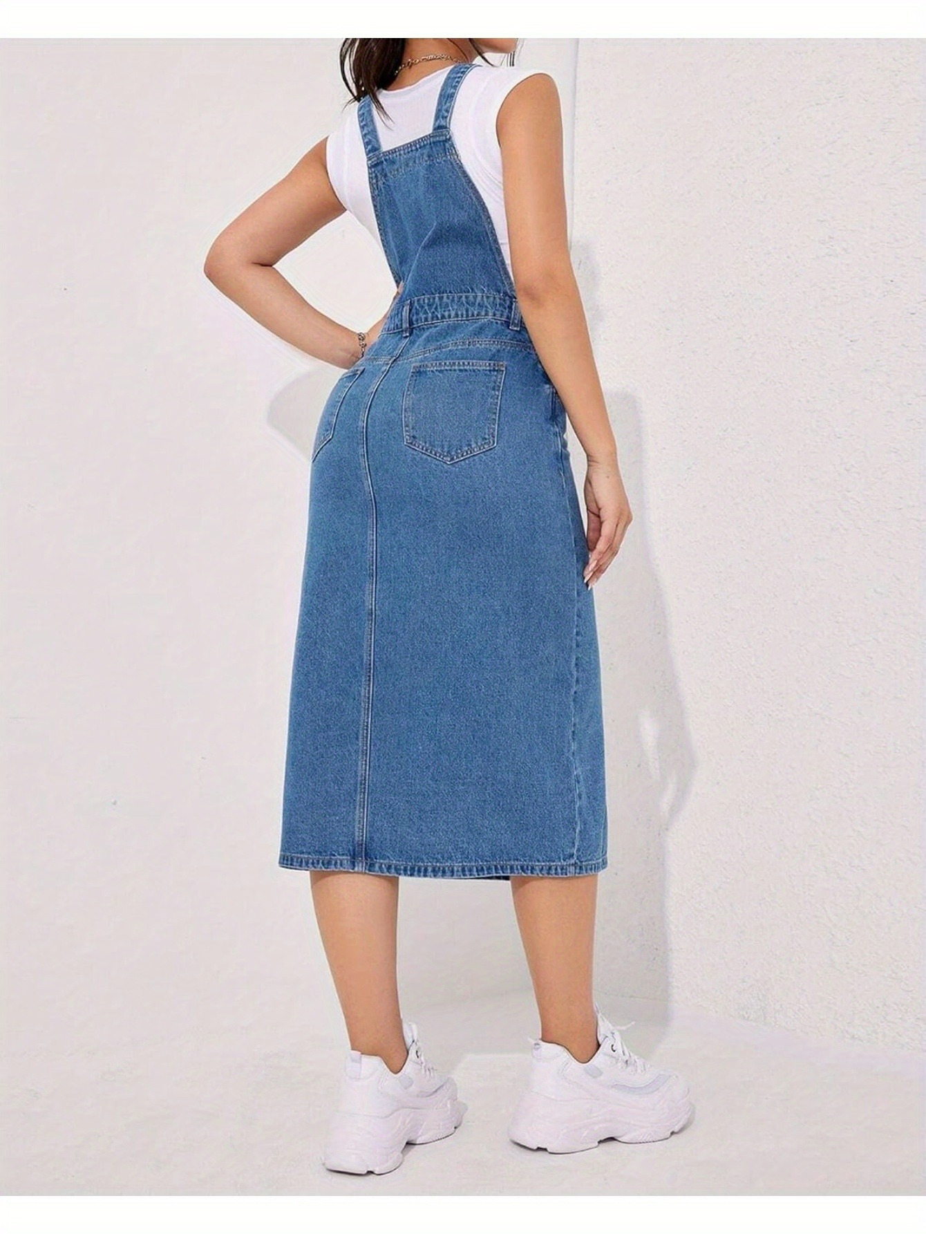 womens classic overall dresses adjustable strap pinafore - Temu