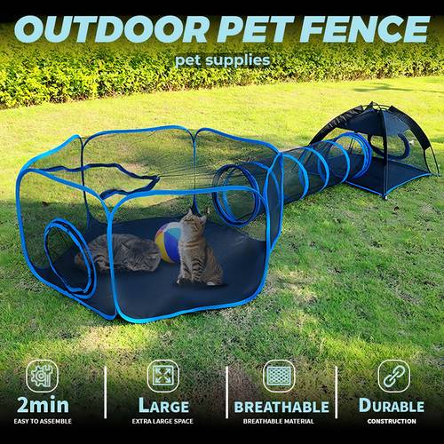 outdoor cat enclosures for patio portable mesh cat tent playhouse with free carry bag metal rod for multiple cats and small animals