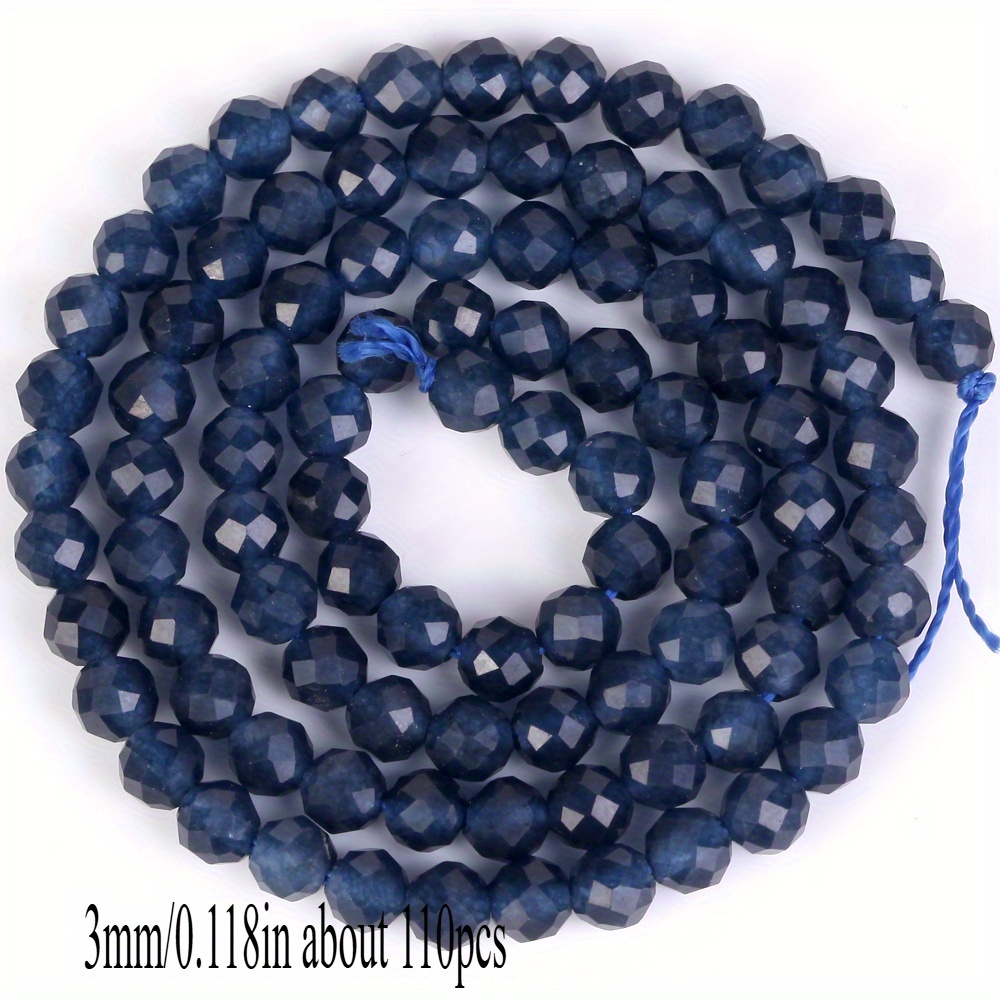 TEMU 3 4mm Natural Blue Gem Beads With Cut Corners For Diy Long Chain Bracelet Earrings Jewelry Accessories