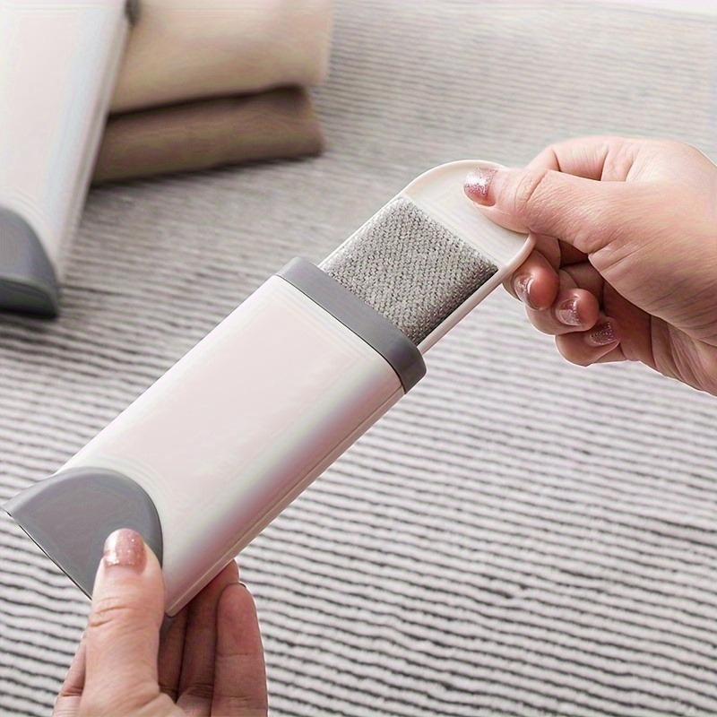 Double-Sided Dust Brush with Storage Box Extended Design, Pet Hair Remover Brush Remover, Hair Removal Brush, Manual Static Electricity Cleaning Tool, Reusable, Suitable for Cats, Clothes, Sofas, Bedding, Furniture and Carpets