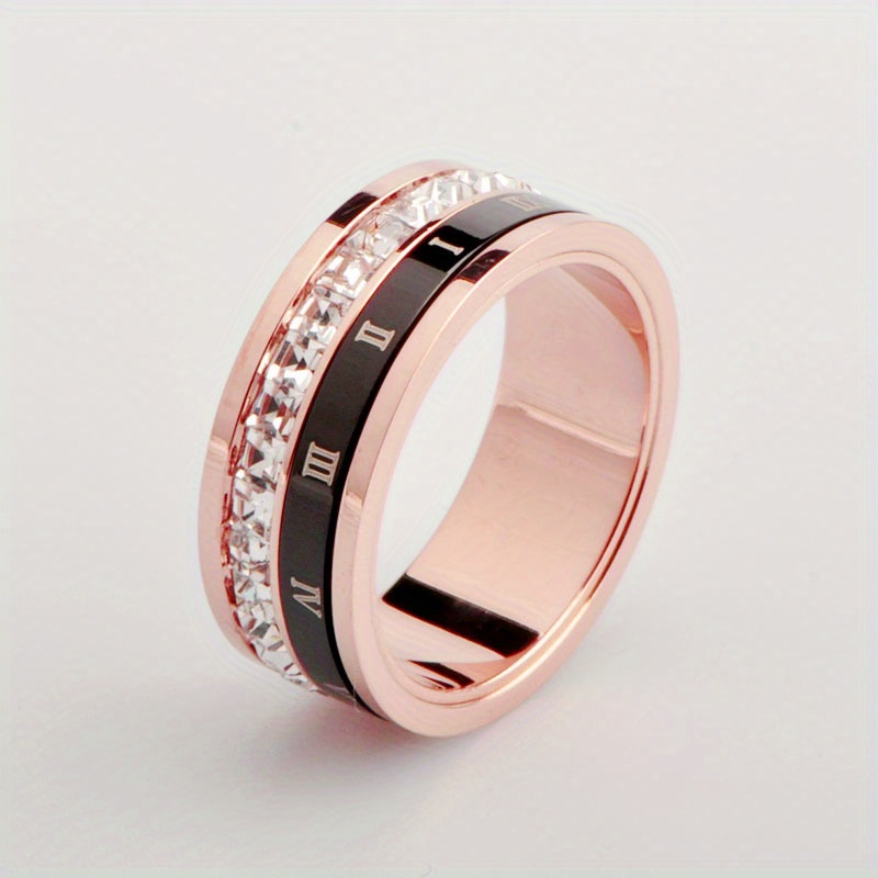 rotatable modern minimalist titanium stainless steel ring with   - spinning bezel setting, unisex couple s matching band, durable tarnish-resistant jewelry for casual attire & special occasions, affordable luxury index finger ring for  , fashion statement, contemporary design, sleek band,   plating, precision setting, statement piece,  , couples accessory Product details 0